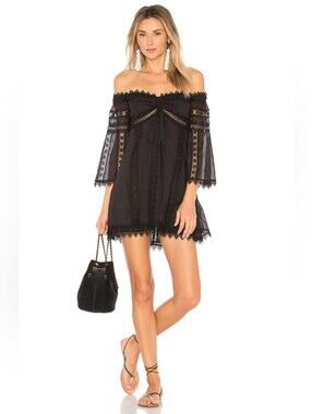 Charo Ruiz Ibiza Campana Lace Mini Dress Boho Luxe Size Small Black LIKE NEW